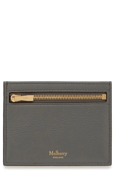 Mulberry Zipped Leather Card Case In Charcoal