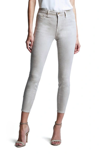L Agence Margot Coated Crop High Waist Skinny Jeans In Biscuit/ Gld Glit Coat