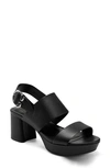 Aerosoles Caryn Platform Slingback Sandal In Black Leather/ Black