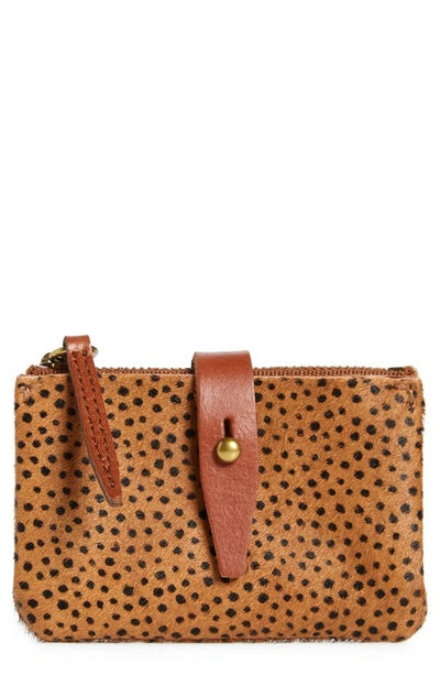 Madewell The Leather Accordion Wallet In Warm Hickory Dot Multi