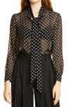 Nili Lotan Carina Polka-dot Silk-chiffon Shirt In Black/beige Dots