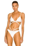 Jonathan Simkhai Harlen Triangle Tie-front Bikini Top In White