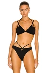 Jonathan Simkhai Harlen Solid Tie Front Bikini Top In Black