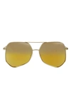 Grey Ant Megalast Ii 56mm Aviator Sunglasses In Gold Frame/yellow Silver Lens