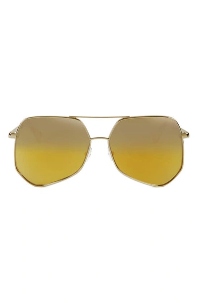 Grey Ant Megalast Ii 56mm Aviator Sunglasses In Gold Frame/yellow Silver Lens