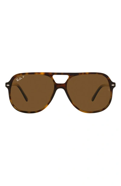Ray Ban 60mm Square Polarized Sunglasses In Havana/ Polar Brown