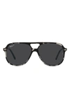 Ray Ban 60mm Square Polarized Sunglasses In Grey Havana/ Polar Black