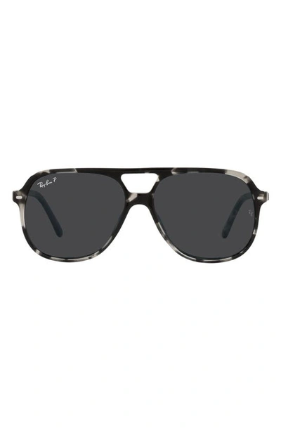 Ray Ban 60mm Square Polarized Sunglasses In Grey Havana/ Polar Black