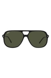 Ray Ban 60mm Square Polarized Sunglasses In Black/ Green