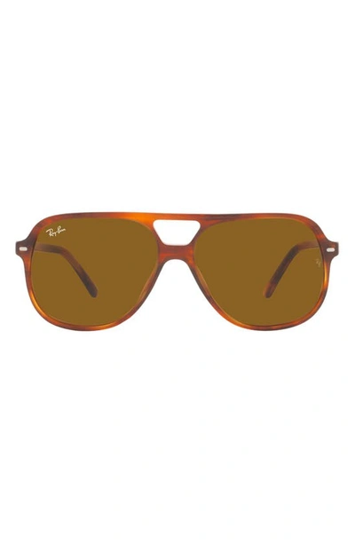 Ray Ban 60mm Square Sunglasses In Striped Havana/ Brown