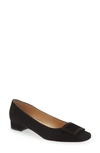 Ann Mashburn Buckle Flat In Black Suede