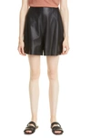 Vince Leather Shorts In 001blk-black