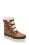 Sorel Joan Of Arctic Leather Faux-fur Snow Booties In Velvet Tan/chalk