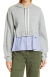 Veronica Beard Hockley Cotton Drawstring Sweatshirt In Heather Grey