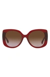 Versace 56mm Butterfly Sunglasses In Transparent Red