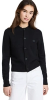 Acne Studios Keva Face Patch Wool Cardigan In Black