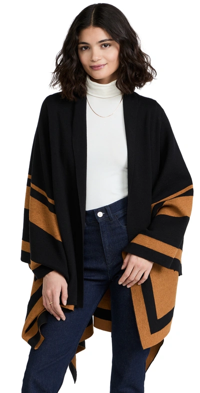 L Agence Jake Striped Merino Wool And Cotton-blend Wrap In Blackbronze
