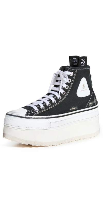 R13 PLATFORM HIGH TOP SNEAKERS BLACK,RTHIR21177