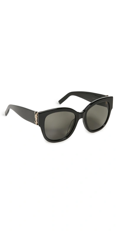 Saint Laurent Ysl Oversized Acetate Cat-eye Sunglasses In Shiny Black