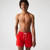 Lacoste Recycled Polyester Swim Trunks In Red
