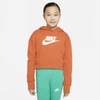 Nike Sportswear Club Big Kids' French Terry Cropped Hoodie In Sport Spice,white