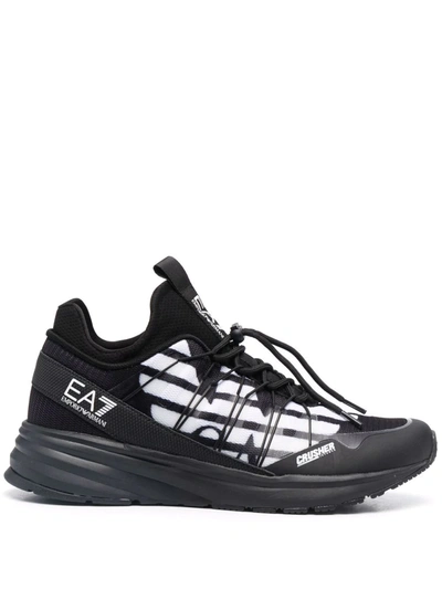 Ea7 Logo-print Low-top Sneakers In Schwarz