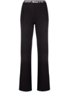 Off-white Logo-waistband Straight-leg Trousers In Schwarz