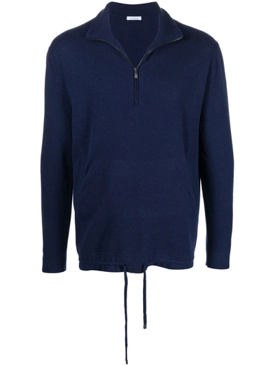 Malo Zip-placket Pullover In Blau