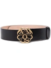 Alexander Mcqueen Signature Logo Leather Belt In Schwarz