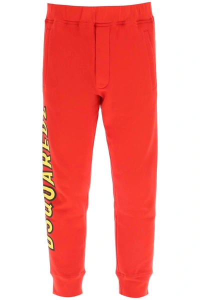 Dsquared2 Trouseraloni Sportivi Logo In Red,yellow