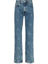 Martine Rose Monogram-print Straight-leg Jeans In Blue