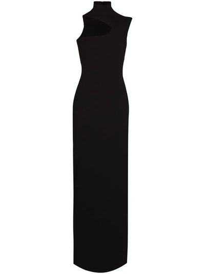 Solace London Yara Asymmetric Maxi Dress In Black