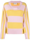Stella Mccartney Striped Cashmere And Wool Sweater In Pink
