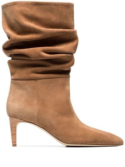 Paris Texas 65mm Slouched Suede Boots In Brown