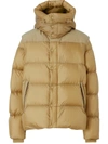 Burberry Leeds Hooded Nylon Down Jacket In Beige