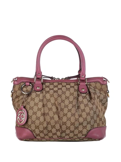 Pre-owned Gucci Gg Canvas Sukey Satchel Bag In Neutrals