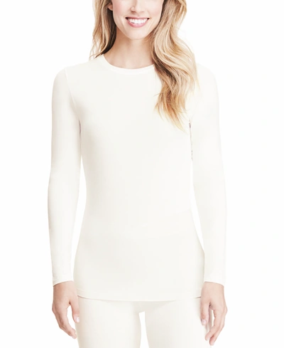 Cuddl Duds Softwear With Stretch Long-sleeve Layering Top In White