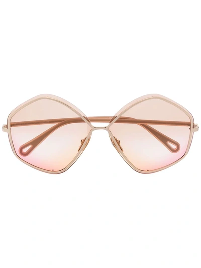 Chloé Pentagonal Gradient Sunglasses In Neutrals