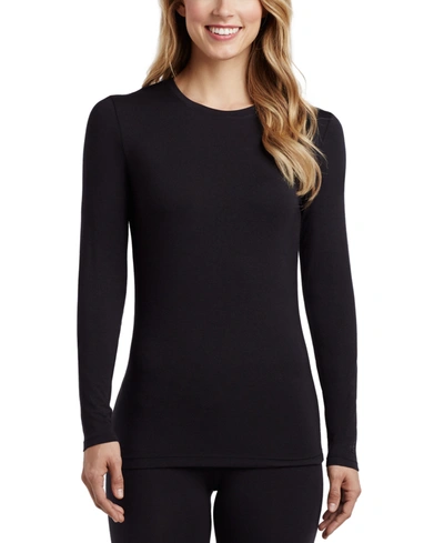 Cuddl Duds Softwear With Stretch Long-sleeve Layering Top In Black