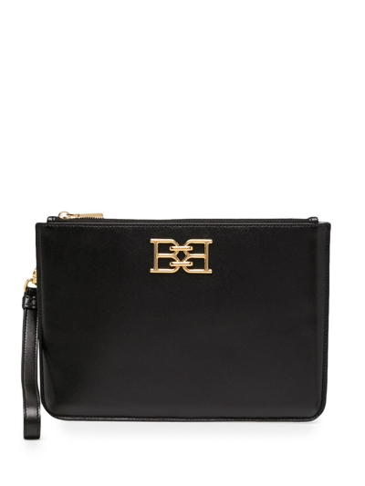 Bally Leather Logo-plaque Clutch In Black