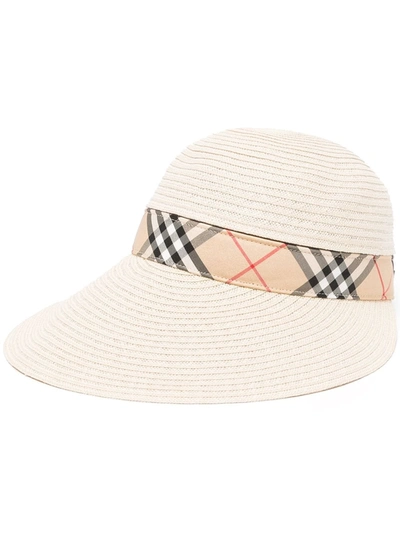 Pre-owned Burberry 2000s Check-print Sun Hat In Neutrals
