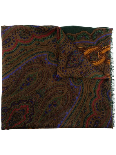 Pre-owned Chanel 1990s Paisley Print Scarf In Green