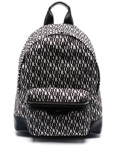 Amiri Monogram Leather-trim Backpack In Black & White