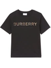 Burberry Baby Black Vintage Check Logo T-shirt In Black