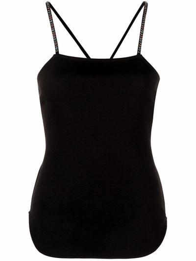 Attico Crystal Embellished Tank Top In Nero