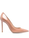 Gianvito Rossi Pointed 100mm Patent Leather Pumps In Neutrals