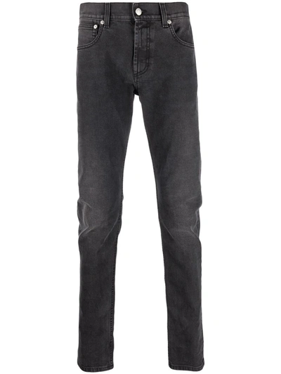 Alexander Mcqueen Logo-embroidered Skinny Jeans In Black