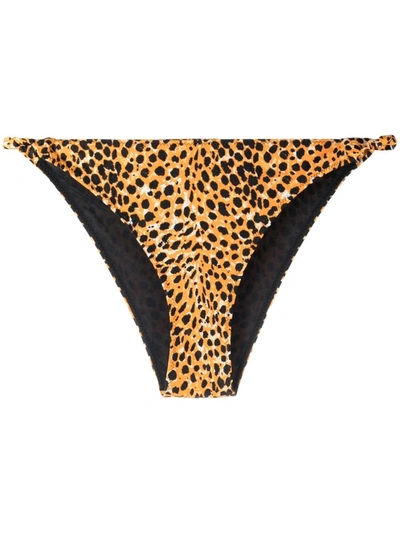 Ganni Animal-print Bikini Bottoms In Orange