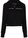 Marc Jacobs Intarsia Knit-logo Zipped Hoodie In Black