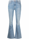 Mother The Weekender Fray Punk Charming Flare Jean In Blue